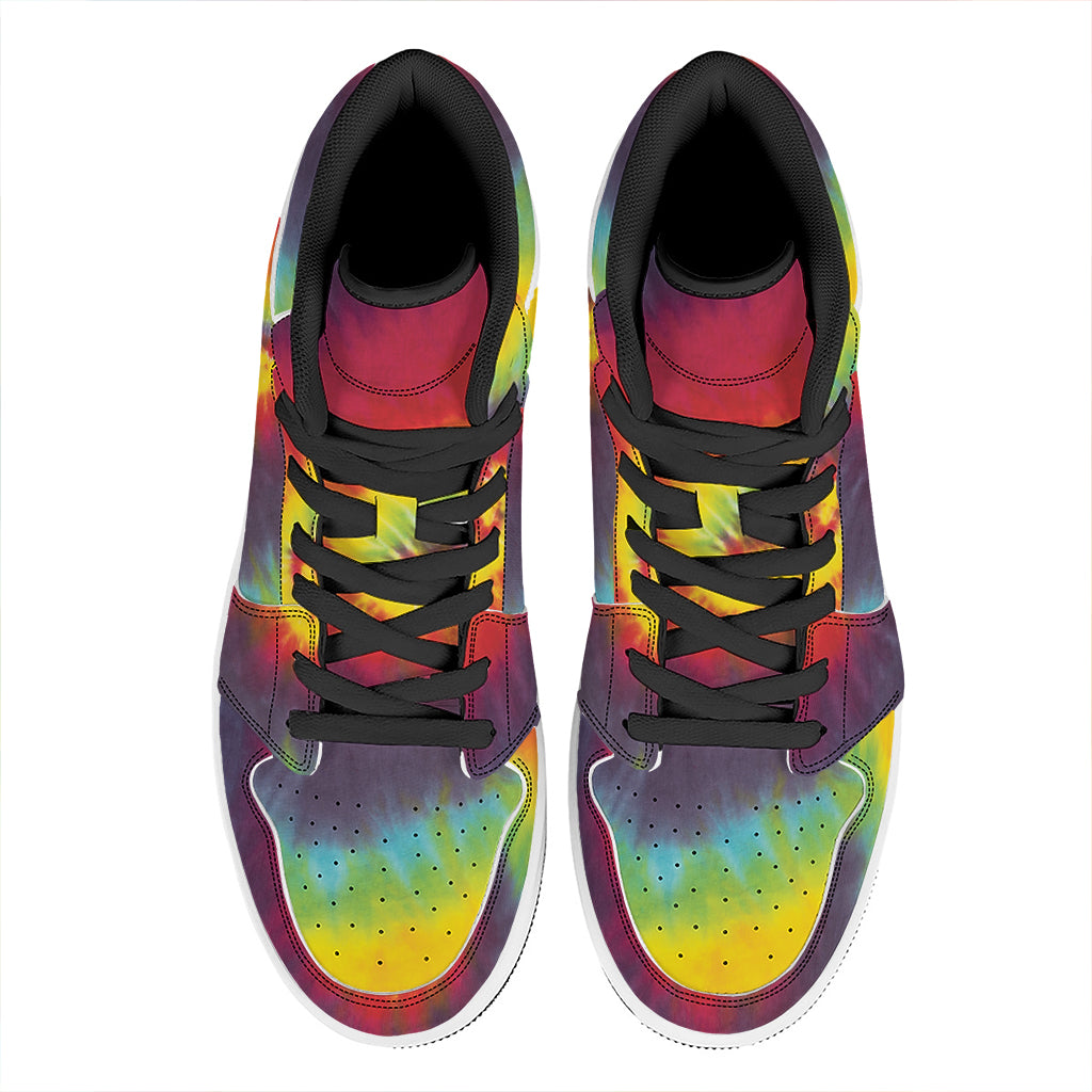 Summer Tie Dye Print High Top Leather Sneakers