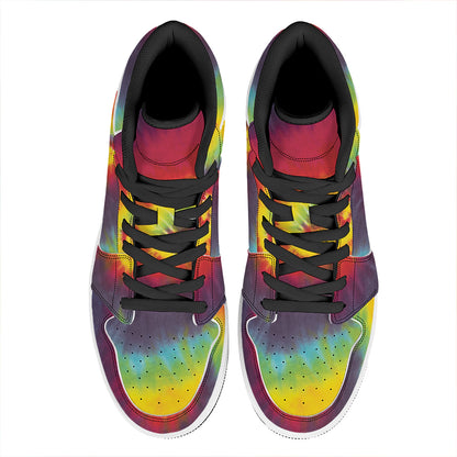 Summer Tie Dye Print High Top Leather Sneakers