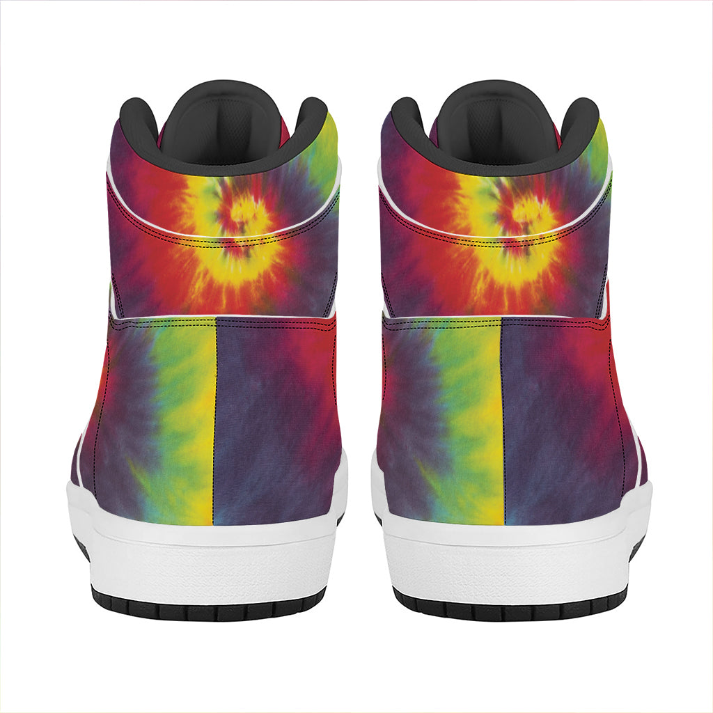 Summer Tie Dye Print High Top Leather Sneakers