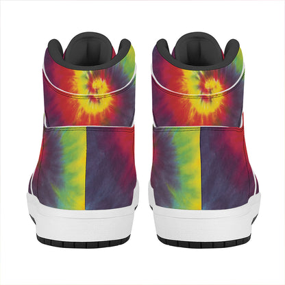 Summer Tie Dye Print High Top Leather Sneakers
