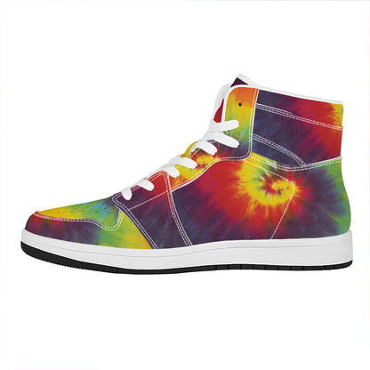 Summer Tie Dye Print High Top Leather Sneakers