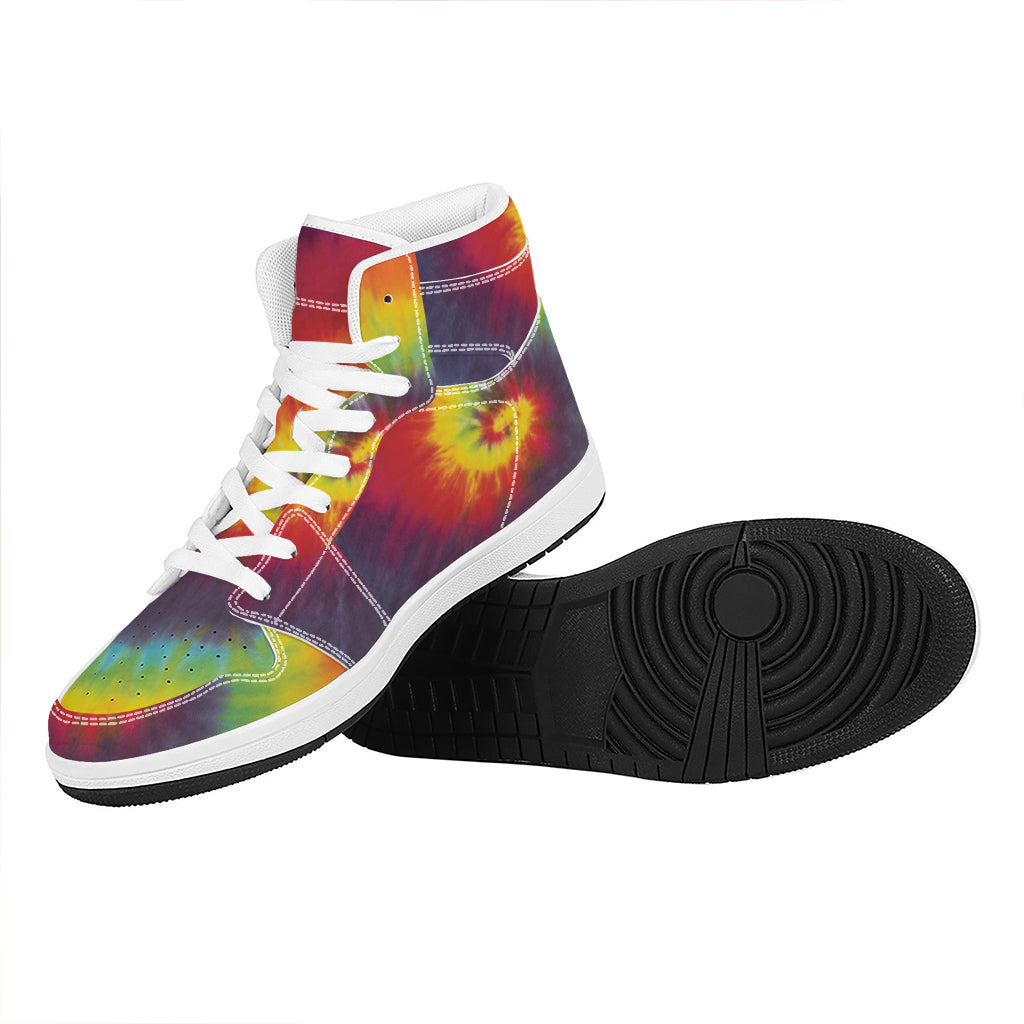 Summer Tie Dye Print High Top Leather Sneakers