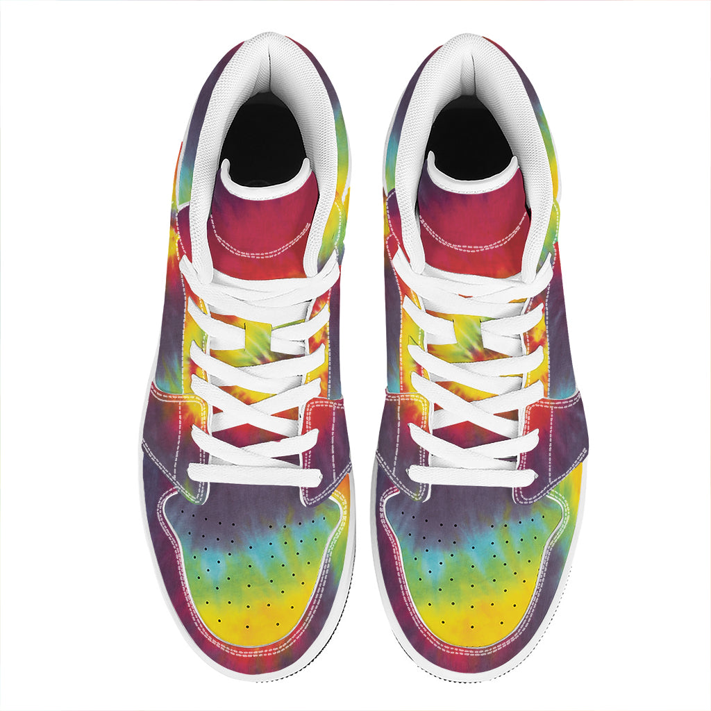 Summer Tie Dye Print High Top Leather Sneakers