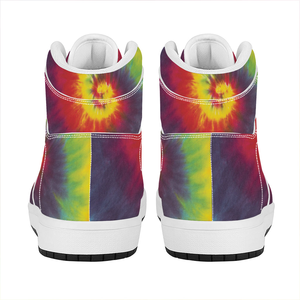 Summer Tie Dye Print High Top Leather Sneakers
