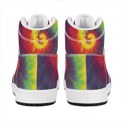 Summer Tie Dye Print High Top Leather Sneakers