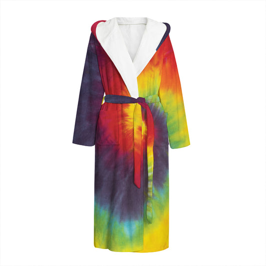 Summer Tie Dye Print Hooded Bathrobe