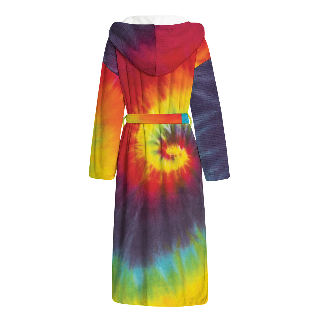 Summer Tie Dye Print Hooded Bathrobe