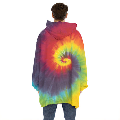 Summer Tie Dye Print Hoodie Blanket