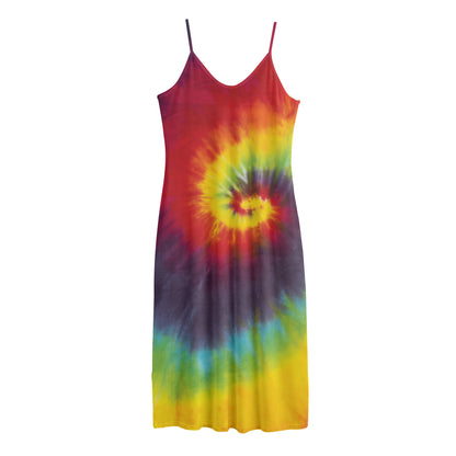 Summer Tie Dye Print Jersey Midi Cami Dress
