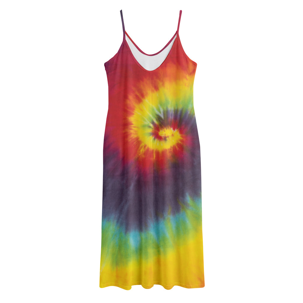 Summer Tie Dye Print Jersey Midi Cami Dress