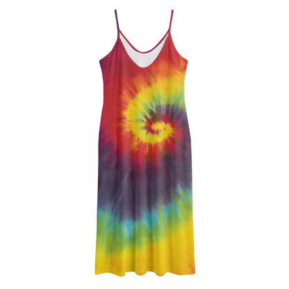 Summer Tie Dye Print Jersey Midi Cami Dress
