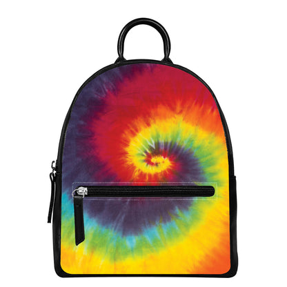 Summer Tie Dye Print Leather Backpack