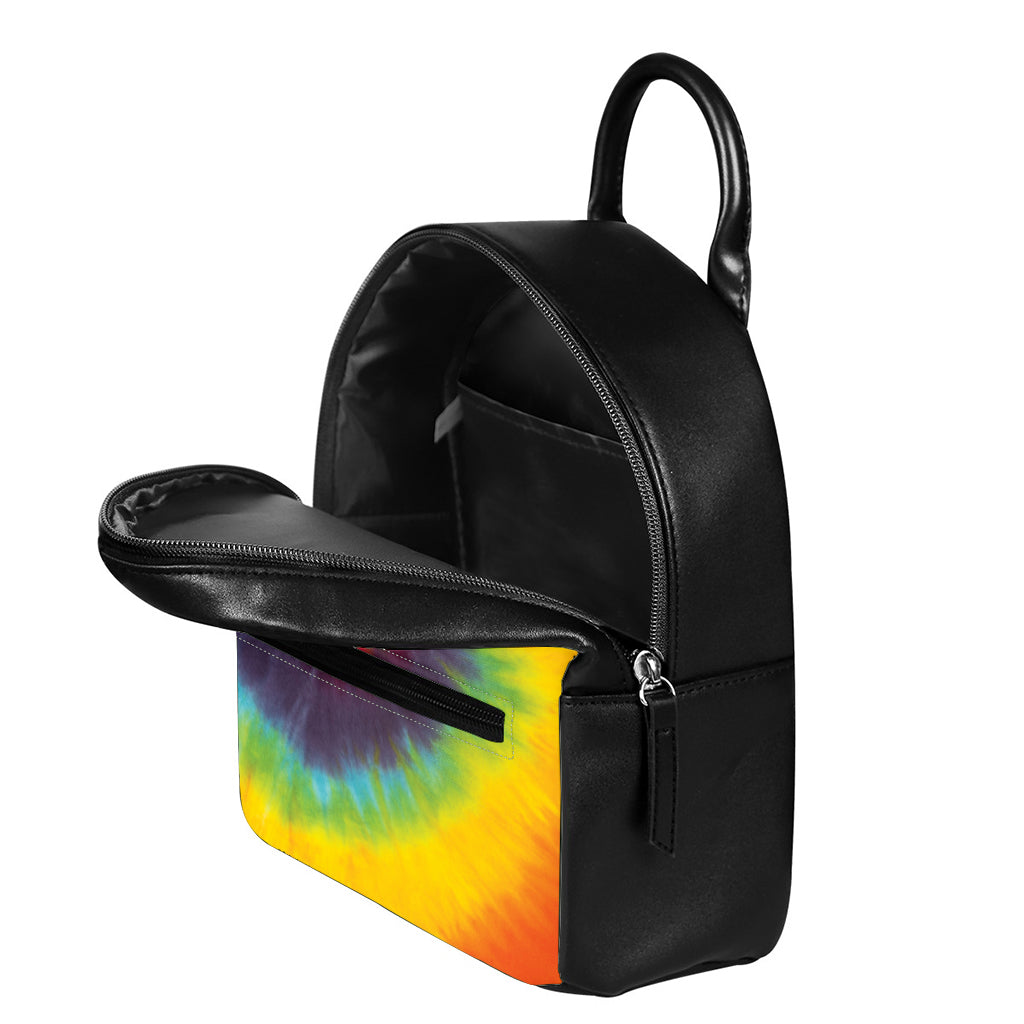 Summer Tie Dye Print Leather Backpack