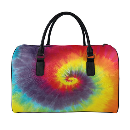 Summer Tie Dye Print Leather Duffle Bag
