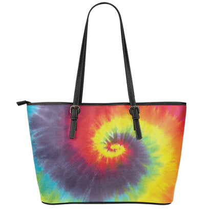 Summer Tie Dye Print Leather Tote Bag