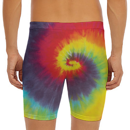 Summer Tie Dye Print Men's Long Boxer Briefs