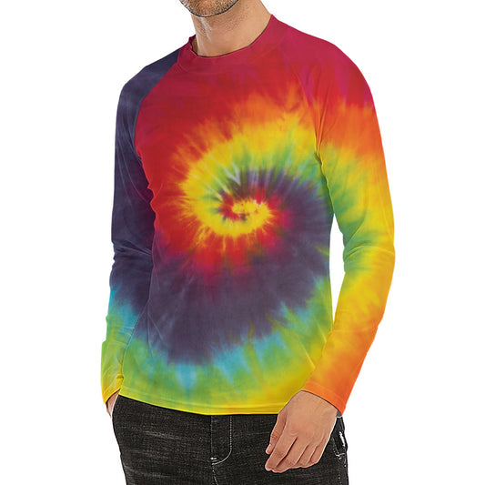 Summer Tie Dye Print Men's Long Sleeve Rash Guard