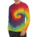 Summer Tie Dye Print Men's Long Sleeve Rash Guard