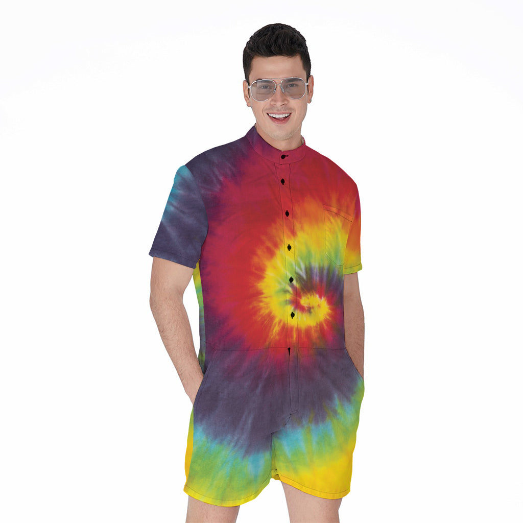 Summer Tie Dye Print Men's Rompers
