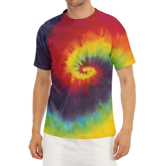Summer Tie Dye Print Men's Short Sleeve Rash Guard