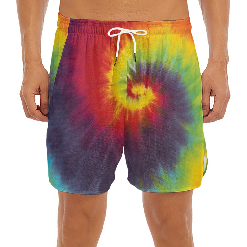 Summer Tie Dye Print Men's Split Running Shorts