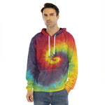 Summer Tie Dye Print Men's Velvet Pullover Hoodie