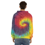 Summer Tie Dye Print Men's Velvet Pullover Hoodie