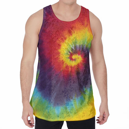 Summer Tie Dye Print Men's Velvet Tank Top