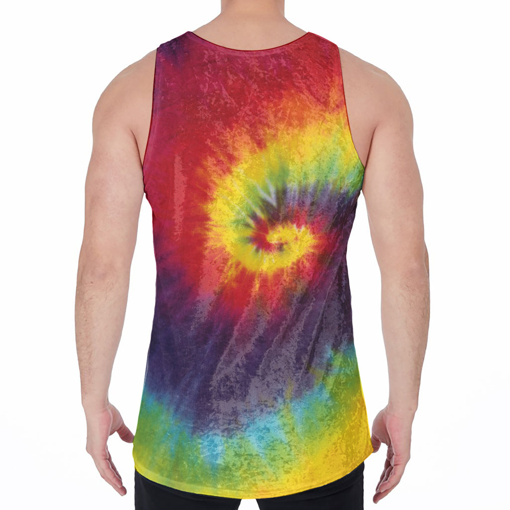 Summer Tie Dye Print Men's Velvet Tank Top