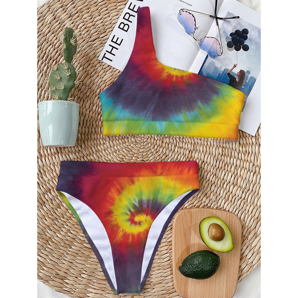 Summer Tie Dye Print One Shoulder Bikini Top