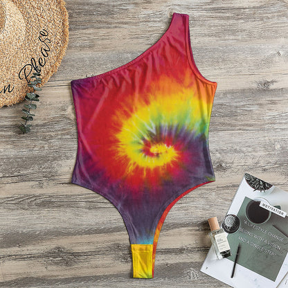 Summer Tie Dye Print One Shoulder Bodysuit