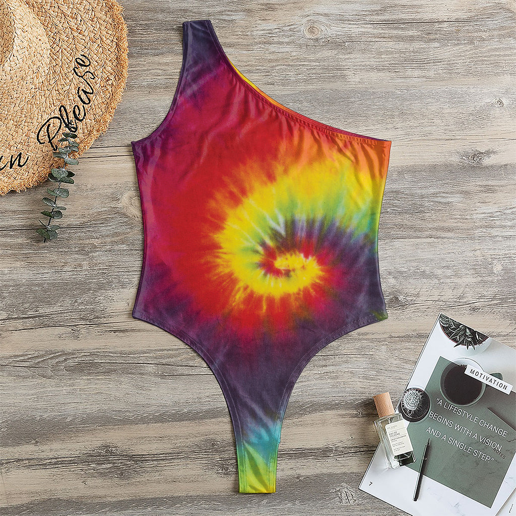 Summer Tie Dye Print One Shoulder Bodysuit