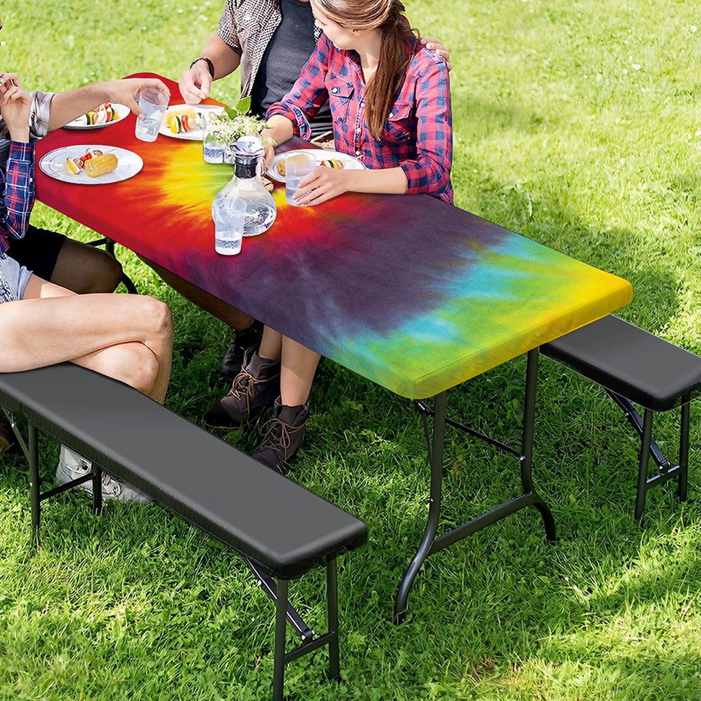 Summer Tie Dye Print Picnic Table Cover
