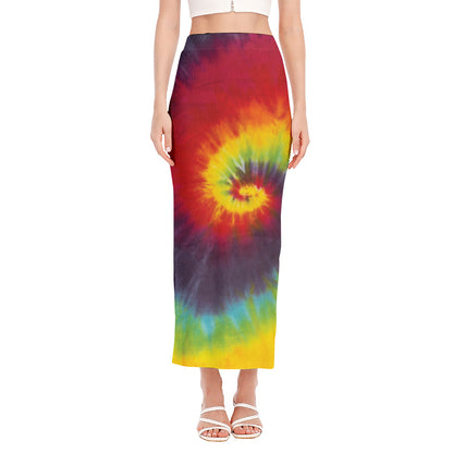Summer Tie Dye Print Side Slit Maxi Skirt