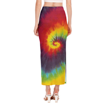 Summer Tie Dye Print Side Slit Maxi Skirt
