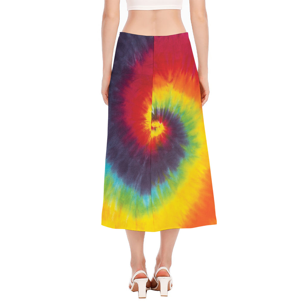 Summer Tie Dye Print Side Slit Midi Skirt