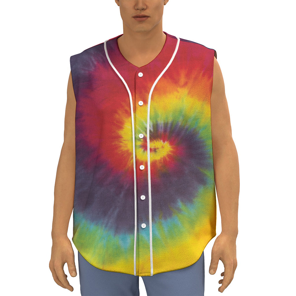 Summer Tie Dye Print Sleeveless Baseball Jersey