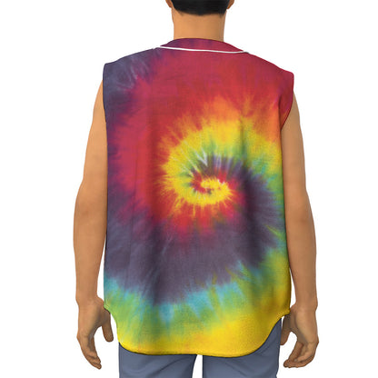 Summer Tie Dye Print Sleeveless Baseball Jersey