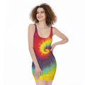 Summer Tie Dye Print Sleeveless Bodycon Dress