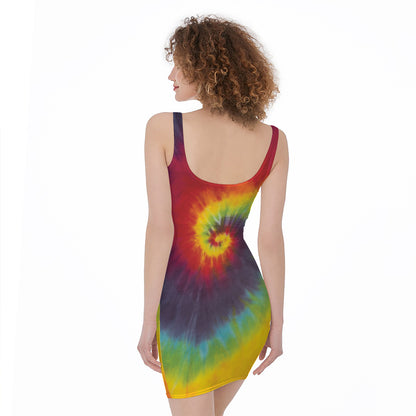 Summer Tie Dye Print Sleeveless Bodycon Dress