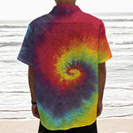 Summer Tie Dye Print Textured Short Sleeve Shirt