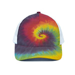 Summer Tie Dye Print White Mesh Trucker Cap
