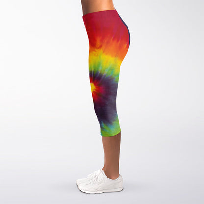 Summer Tie Dye Print Women's Capri Leggings