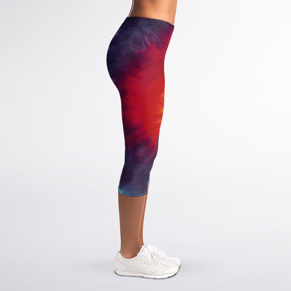 Summer Tie Dye Print Women's Capri Leggings