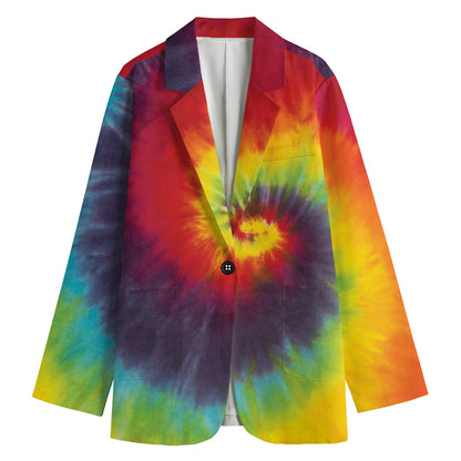 Summer Tie Dye Print Women's Cotton Blazer