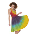 Summer Tie Dye Print Sleeveless Knee Length Dress