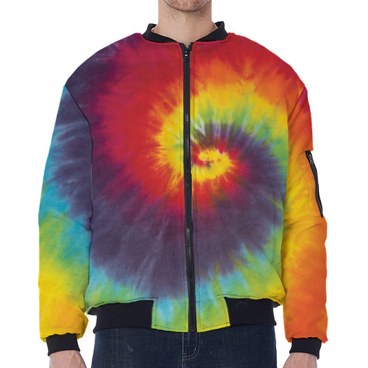 Summer Tie Dye Print Zip Sleeve Bomber Jacket