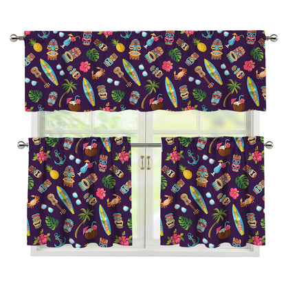Summer Totem Pattern Print 3 Piece Kitchen Curtains