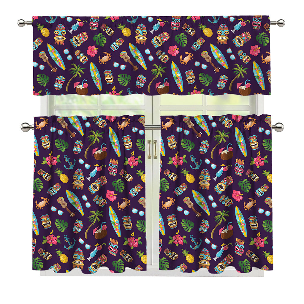 Summer Totem Pattern Print 3 Piece Kitchen Curtains