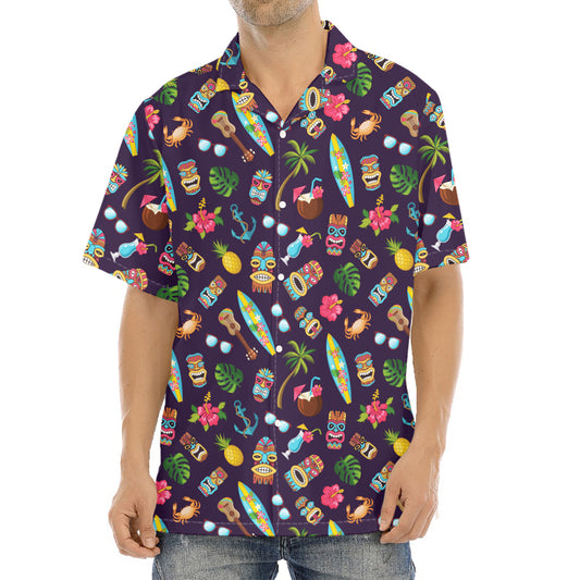 Summer Totem Pattern Print Aloha Shirt
